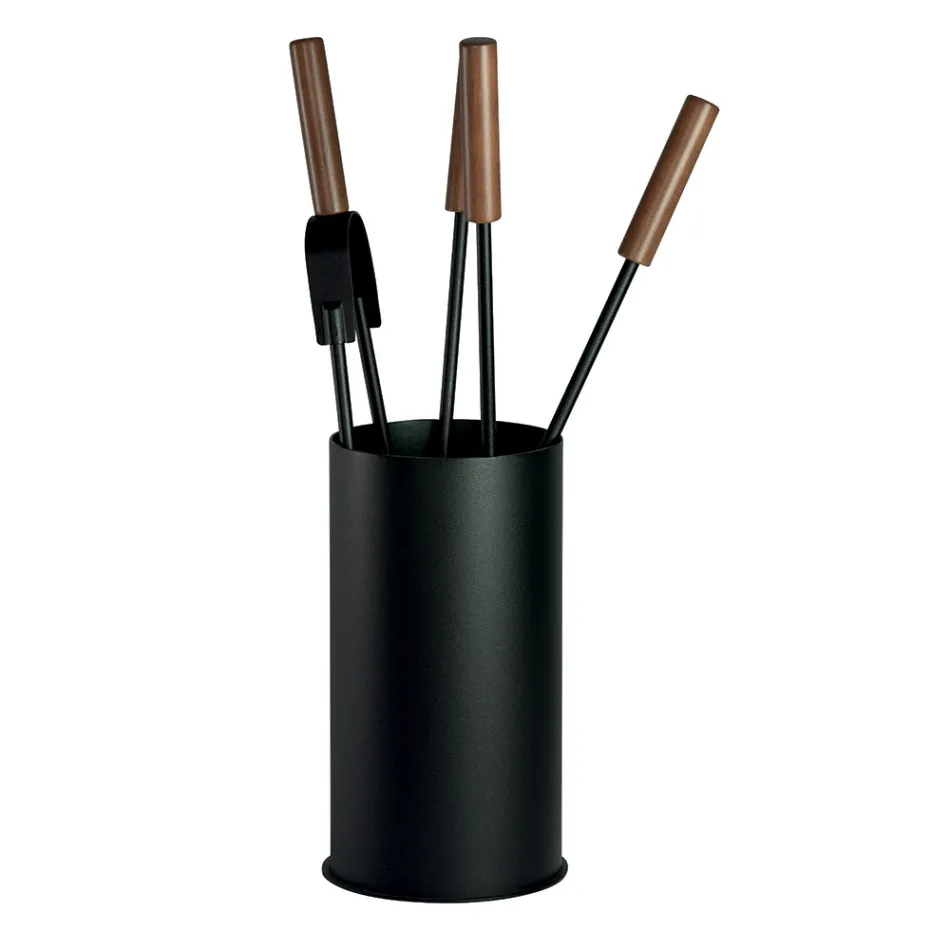 Portaherramientas con 4 herramientas para el cuidado de la chimenea Made in Italy - Fakir Viadurini