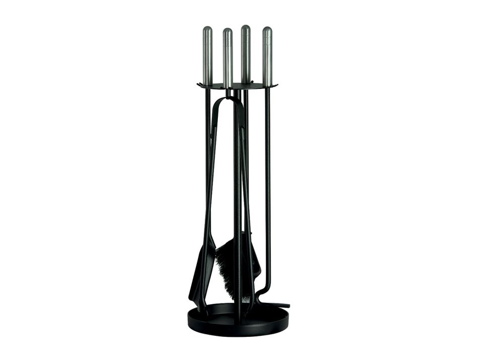 Portaherramientas de metal con 4 herramientas para chimenea Made in Italy - Safari Viadurini