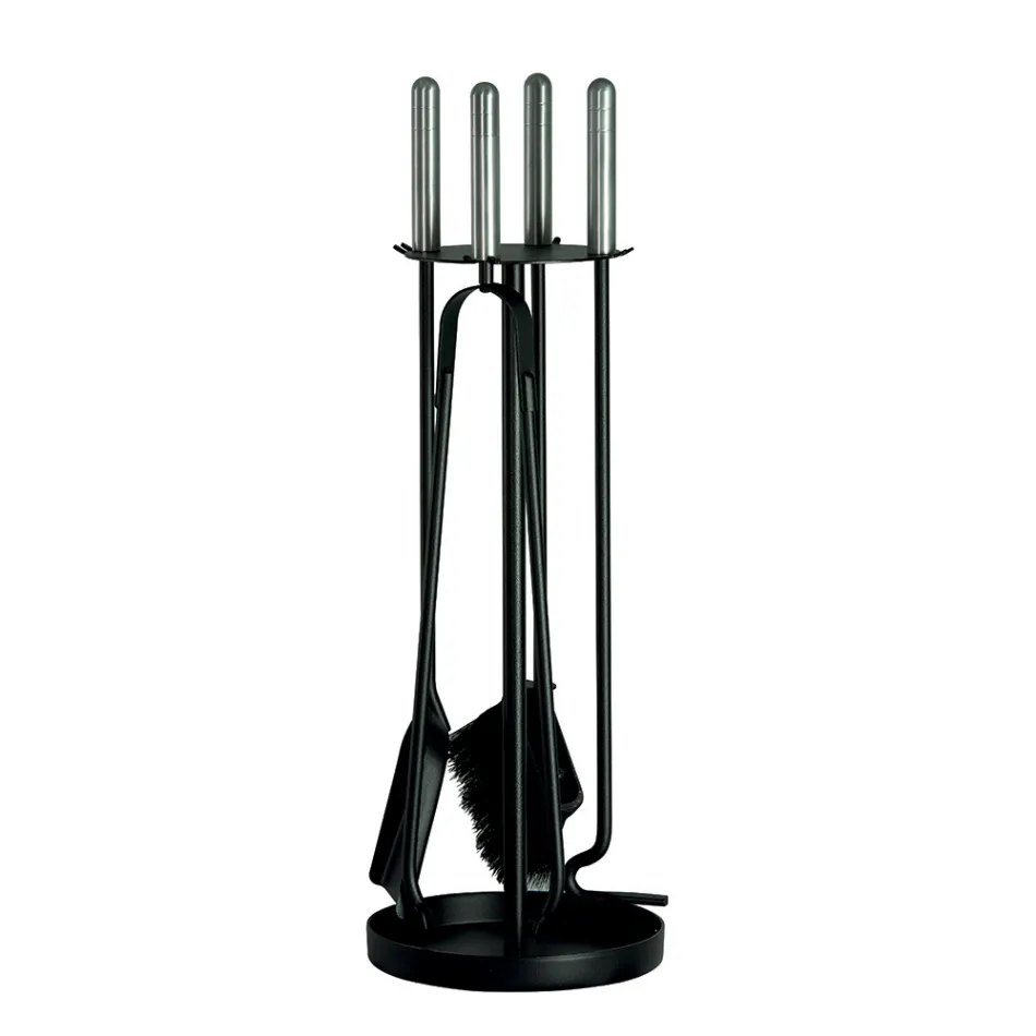 Portaherramientas de metal con 4 herramientas para chimenea Made in Italy - Safari Viadurini