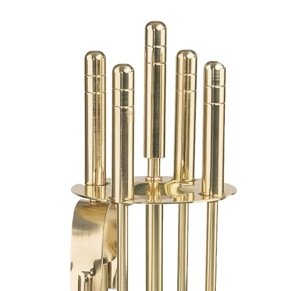 Portaherramientas de latón con 4 accesorios Alto 65 cm Made in Italy - Canguro Viadurini