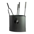 Portaherramientas para chimenea de metal con 4 accesorios Made in Italy - Canarino Viadurini