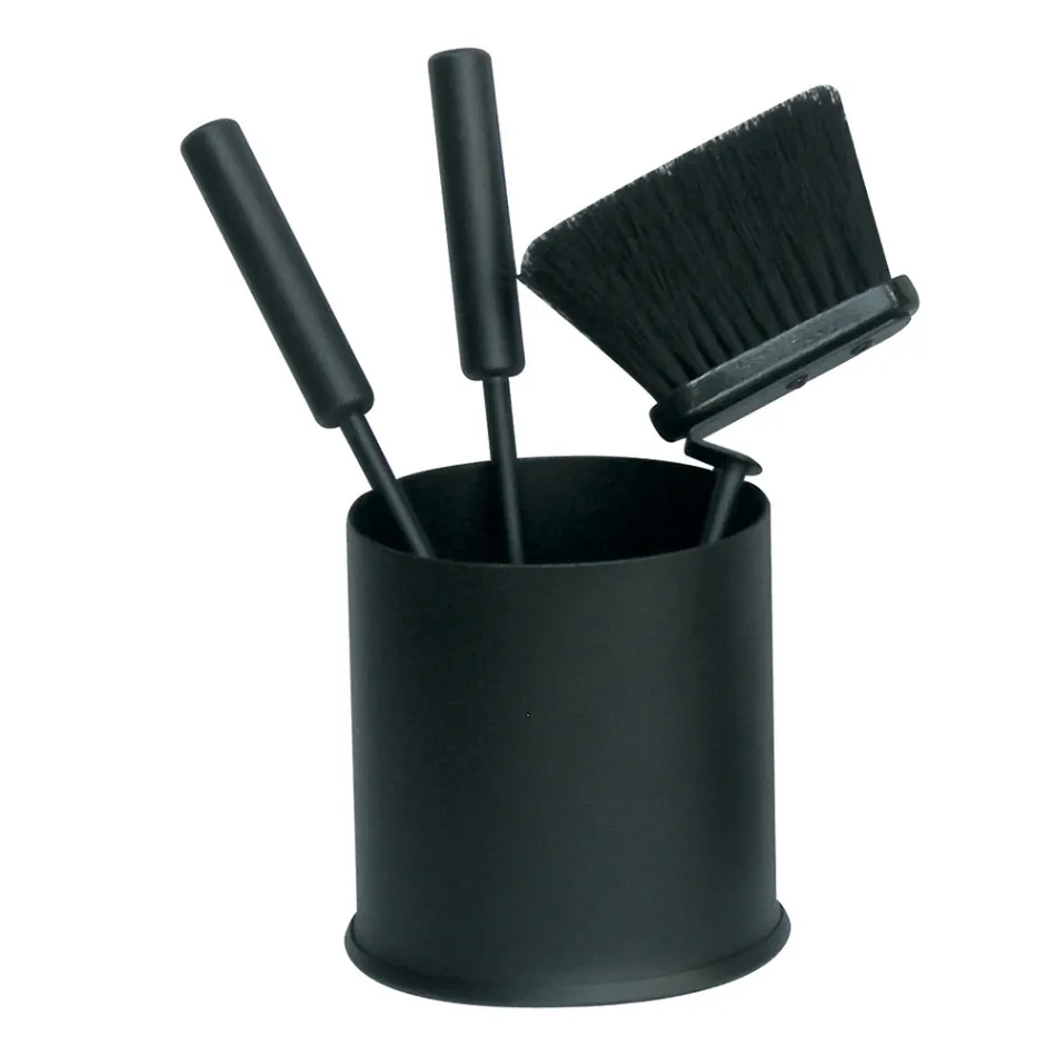 Portaherramientas redondo con 3 herramientas para chimenea Made in Italy - Ginger Viadurini