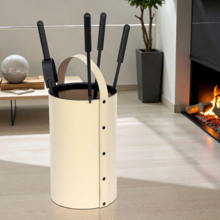 Portaherramientas Redondo de Piel Sintética con Asa y 4 Accesorios Made in Italy - Paloma Viadurini