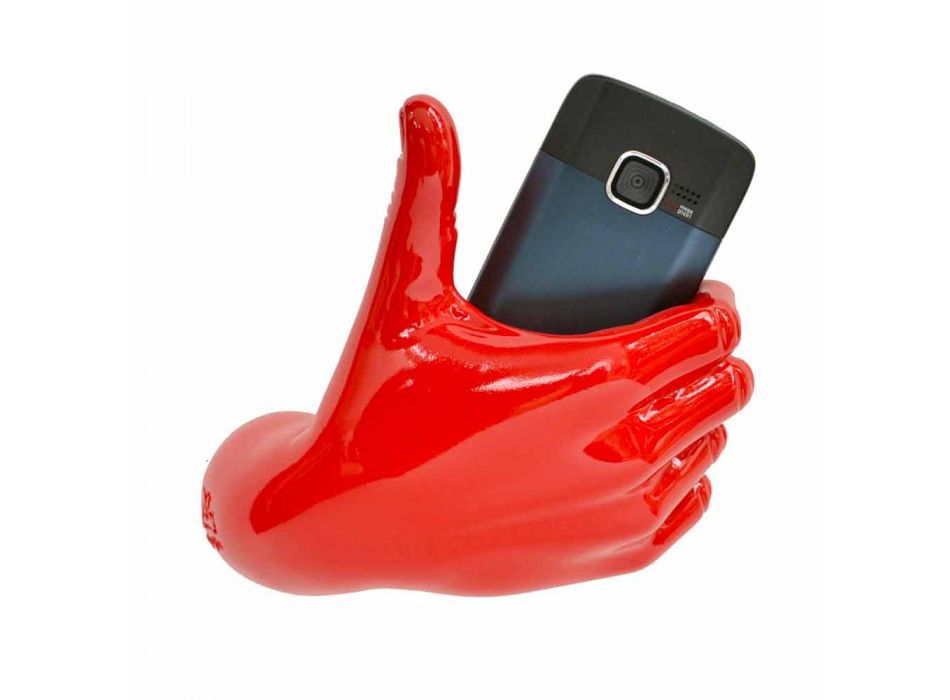 Soporte para teléfono móvil moderno en resina decorada a mano Made in Italy - Curia Viadurini