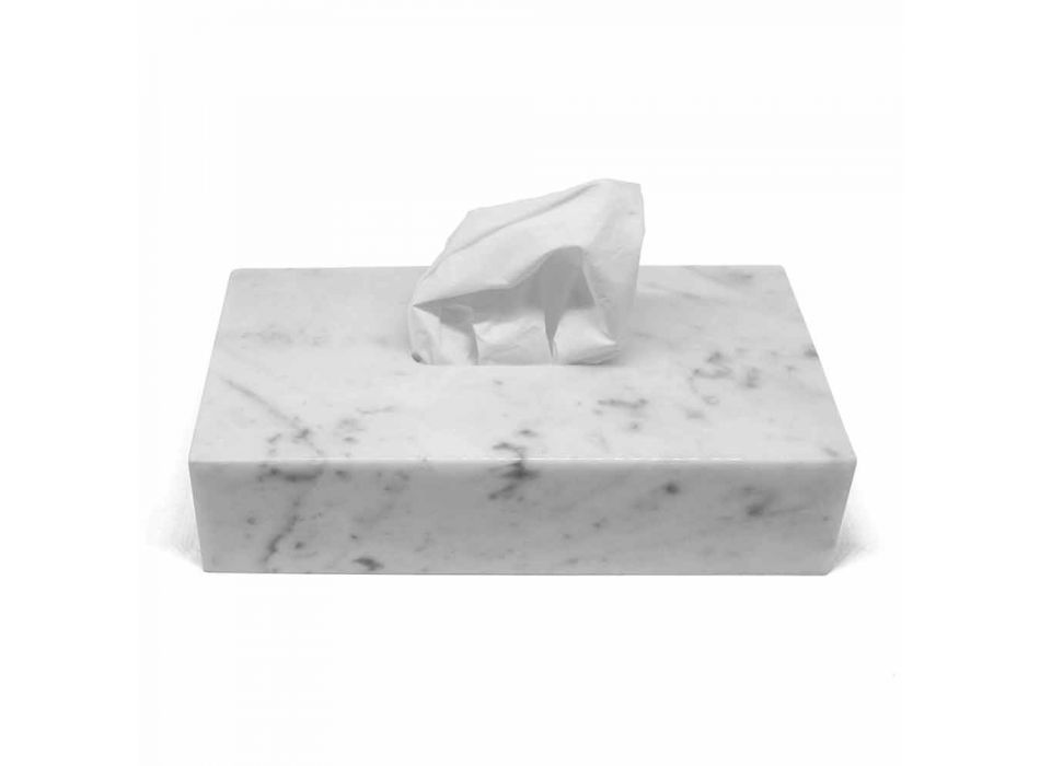 Portapañuelos moderno en mármol blanco de Carrara hecho en Italia - Rafa Viadurini