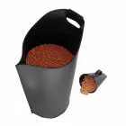 Porta pellet cucharada desde el interior de diseño de cuero negro Sapir Viadurini