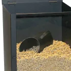 Porta pellets de acero pintado de negro con plexiglás Made in Italy - Pellicano Viadurini