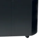 Porta pellets de metal con ruedas y tapa de madera Made in Italy - Bisonte Viadurini