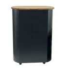 Porta pellets de metal con ruedas y tapa de madera Made in Italy - Bisonte Viadurini