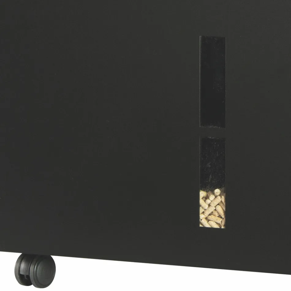 Porta pellets de metal con ruedas y tapa Made in Italy - Gazza Viadurini