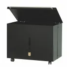 Porta pellets de metal con ruedas y tapa Made in Italy - Gazza Viadurini