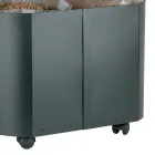 Porta pellets ovalado de metal negro y tapa de madera Made in Italy - Bisonte Viadurini