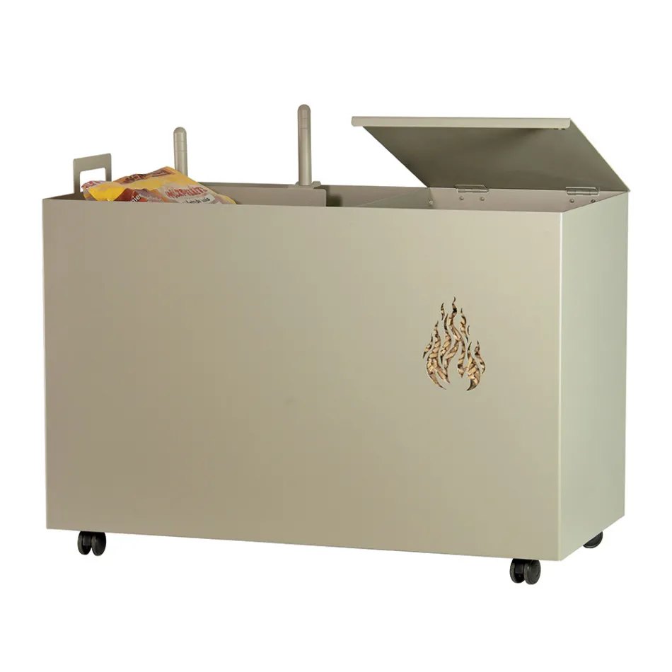 Porta pellets de metal rectangular con 4 ruedas Made in Italy - Aquila Viadurini