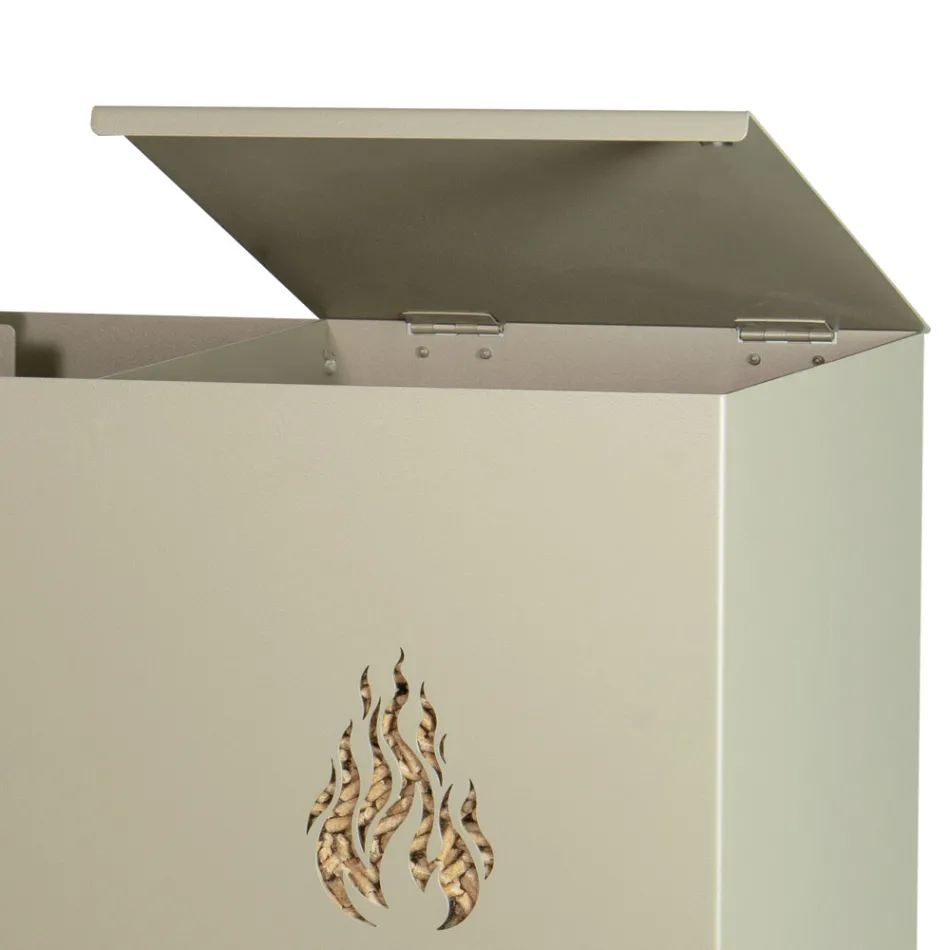 Porta pellets de metal rectangular con 4 ruedas Made in Italy - Aquila Viadurini