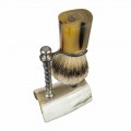 Kit de barba con cepillo y portaescobillas en cuerno de buey Made in Italy - Diplo