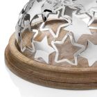 Soporte para tartas en madera y vidrio con estrellas de metal plateado de lujo - Ilenia Viadurini