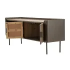 Mueble TV de salón en madera de abeto y hierro gris con 2 puertas - Cooper Viadurini