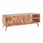 Mueble de TV de madera de diseño vintage con pomos de acero Homemotion - Ventador Viadurini