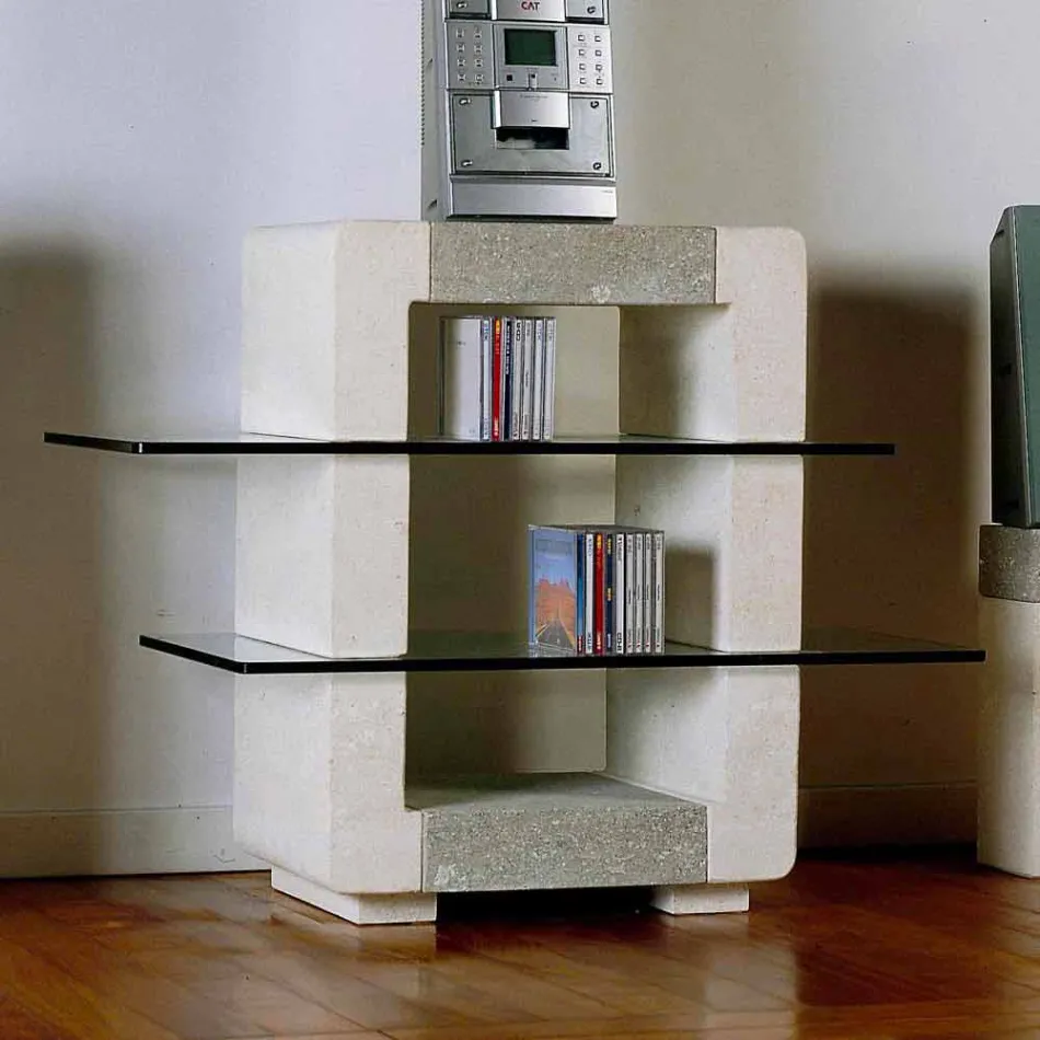 Puerto de TV de alta fidelidad piedra y cristales diseño moderno Xeni Viadurini