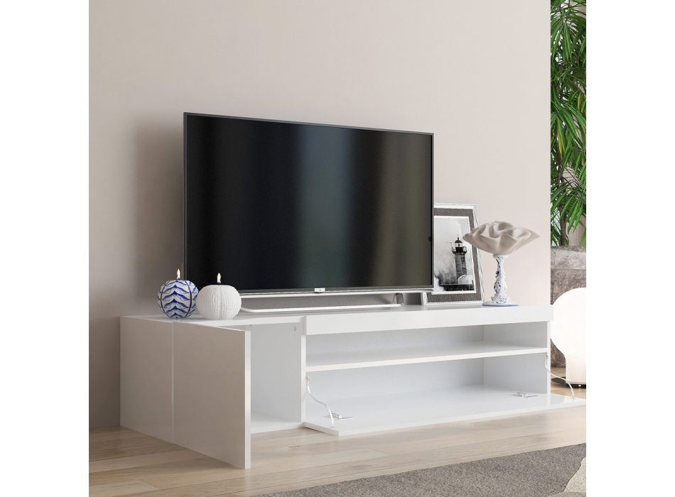 Mueble de TV de madera con compartimento abierto para sala de estar de diseño italiano - Suzana Viadurini