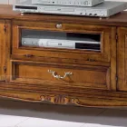 Mueble de TV de madera de estilo clásico con puertas de vidrio Made in Italy - Richard Viadurini