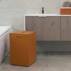 Cesto para la ropa de cuero con base cuadrada David, hecho en Italia. Viadurini