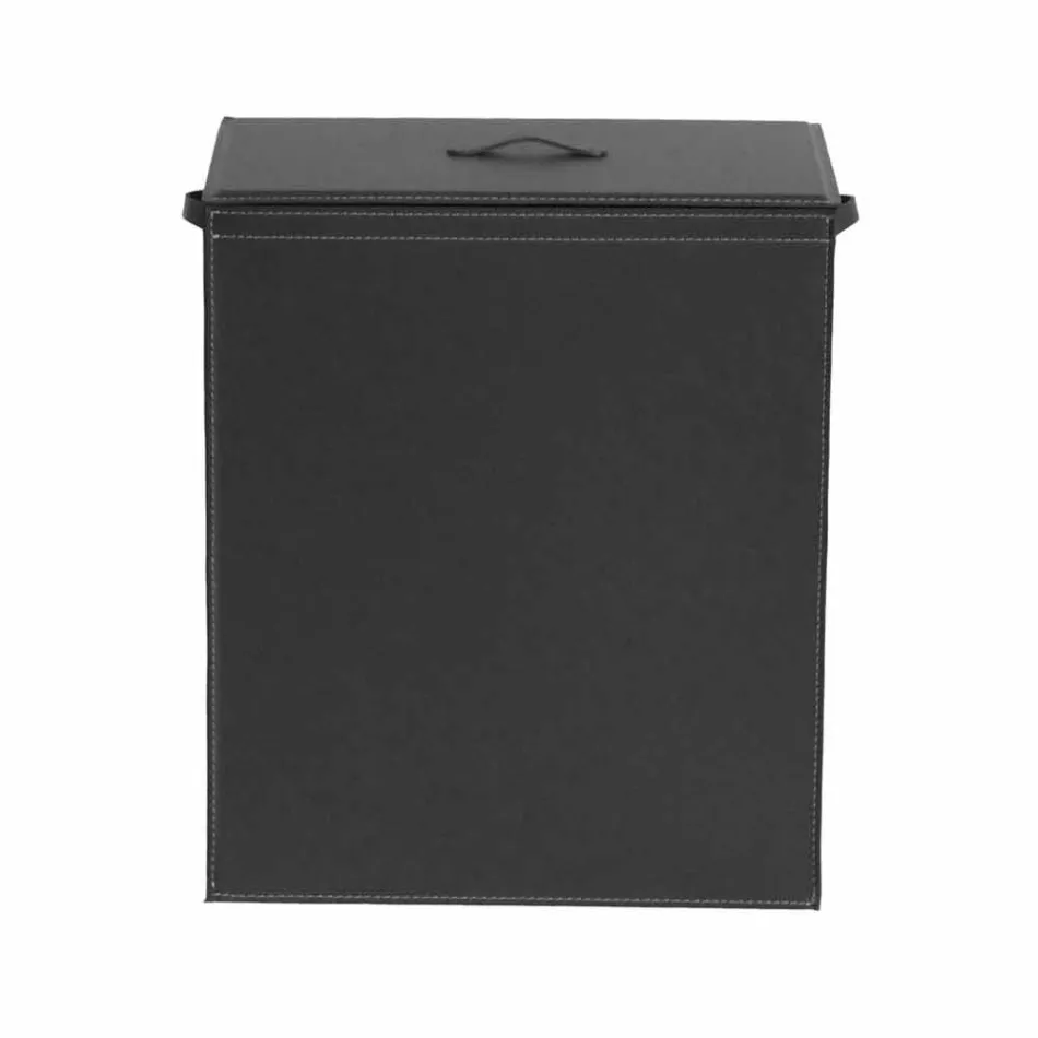 Cesto para la ropa de cuero con una base de diseño rectangular Peter Viadurini