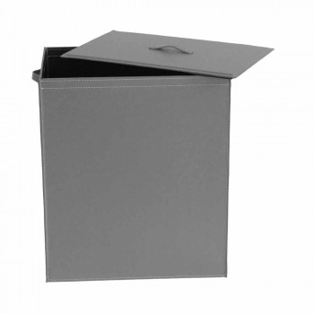 Cesto para la ropa de cuero con una base de diseño rectangular Peter