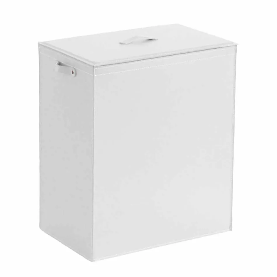 Cesto para la ropa de cuero con una base de diseño rectangular Peter Viadurini