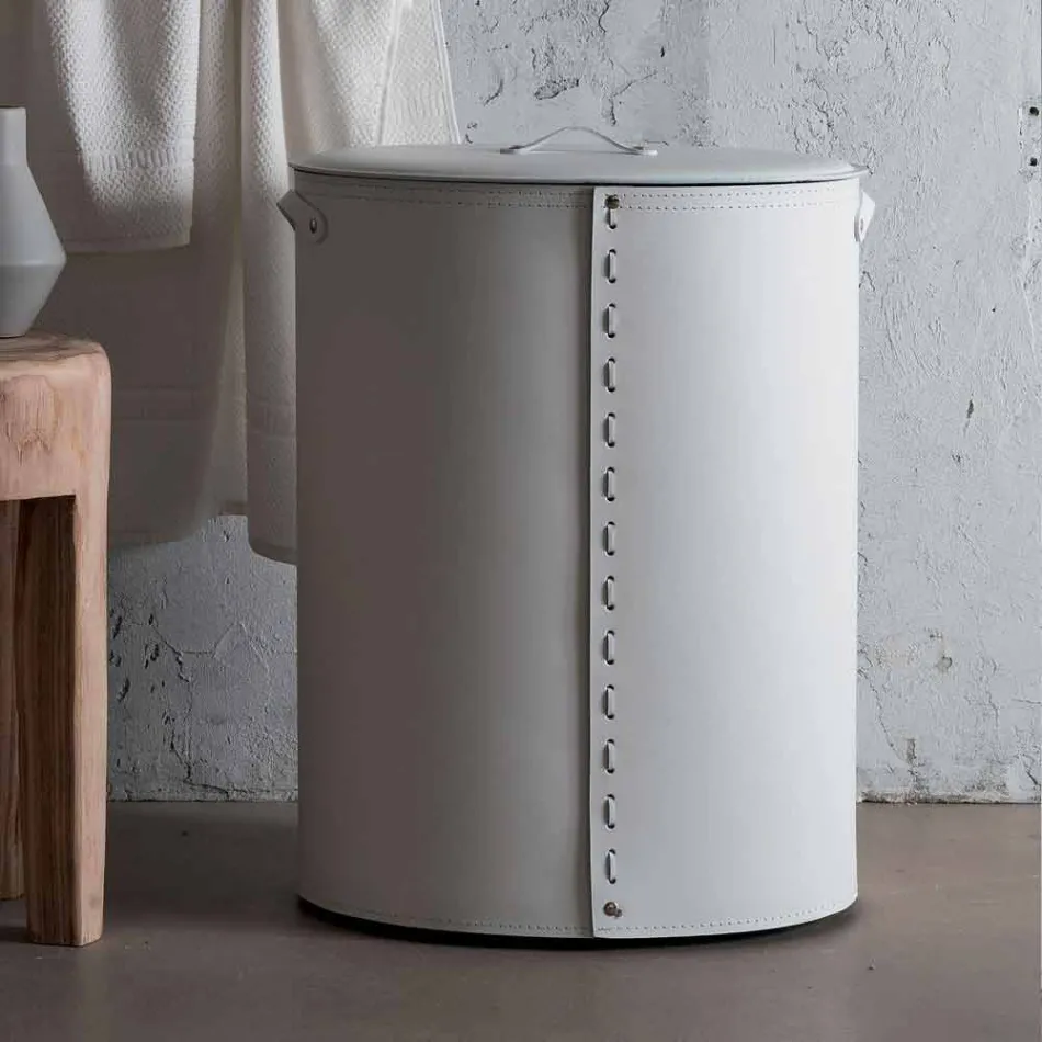 Lavadero ovalado en piel regenerada Riky fabricado en Italia. Viadurini