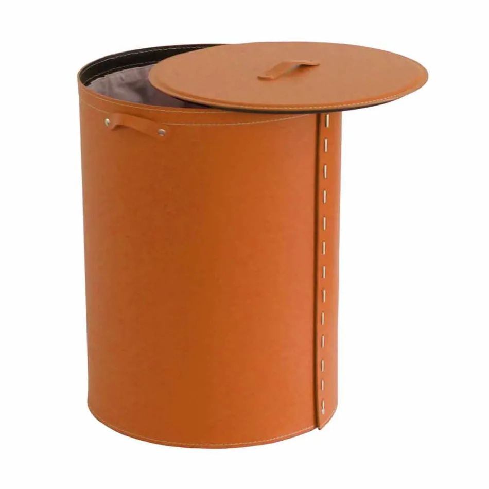 Lavadero ovalado en piel regenerada Riky fabricado en Italia. Viadurini