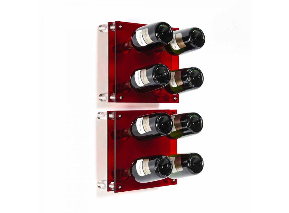 Amin Pequeño botellero moderno de pared roja L30xH30xP13,6cm Viadurini