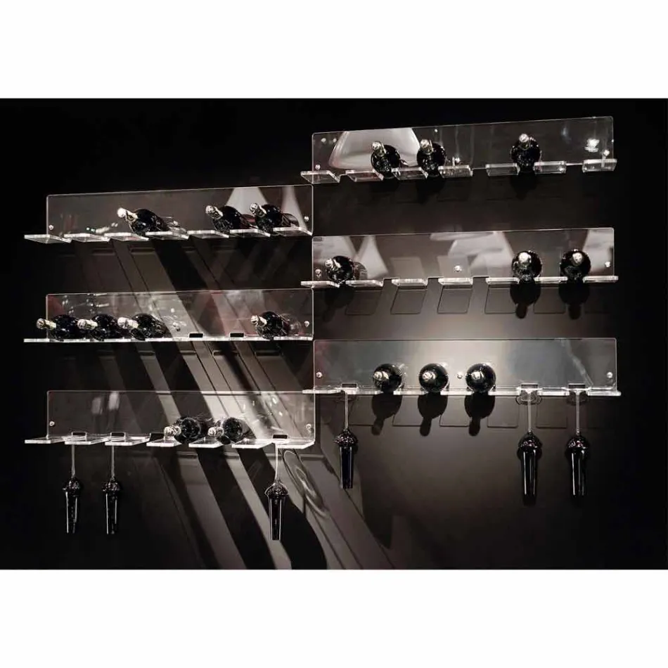Portabotellas de pared para 6 botellas en plexiglás Made in Italy - Canberra Viadurini