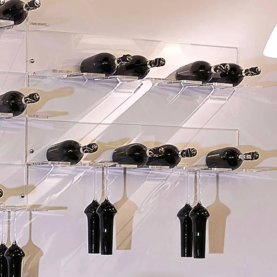 Portabotellas de pared para 6 botellas en plexiglás Made in Italy - Canberra Viadurini