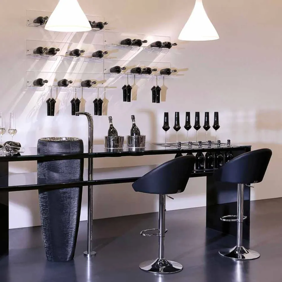 Portabotellas de pared para 6 botellas en plexiglás Made in Italy - Canberra Viadurini