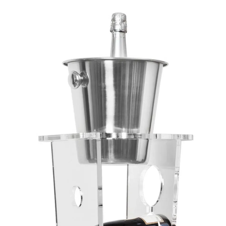 Portabotellas de columna y cubo de hielo en acrílico transparente - Ciampino Viadurini