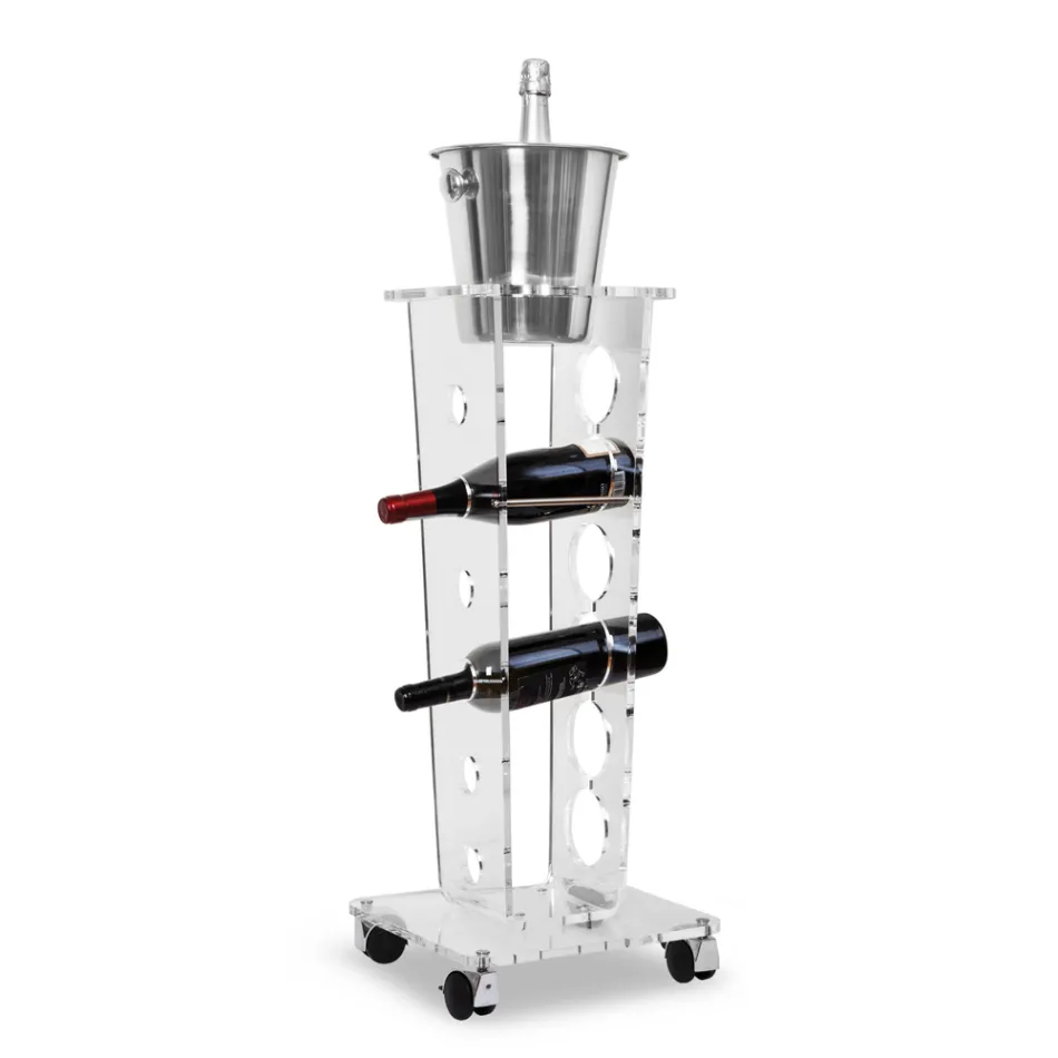 Portabotellas de columna y cubo de hielo en acrílico transparente - Ciampino Viadurini