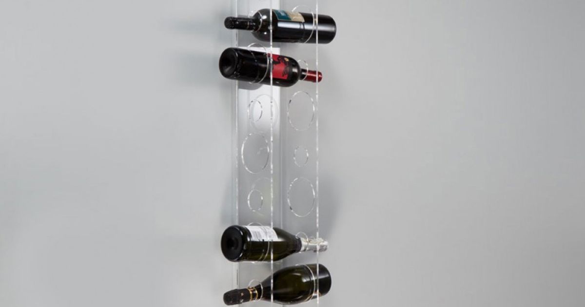 diseño Moderno de plexiglás Transparente Slato Botellero Porta Botellas de Vino de Pared 