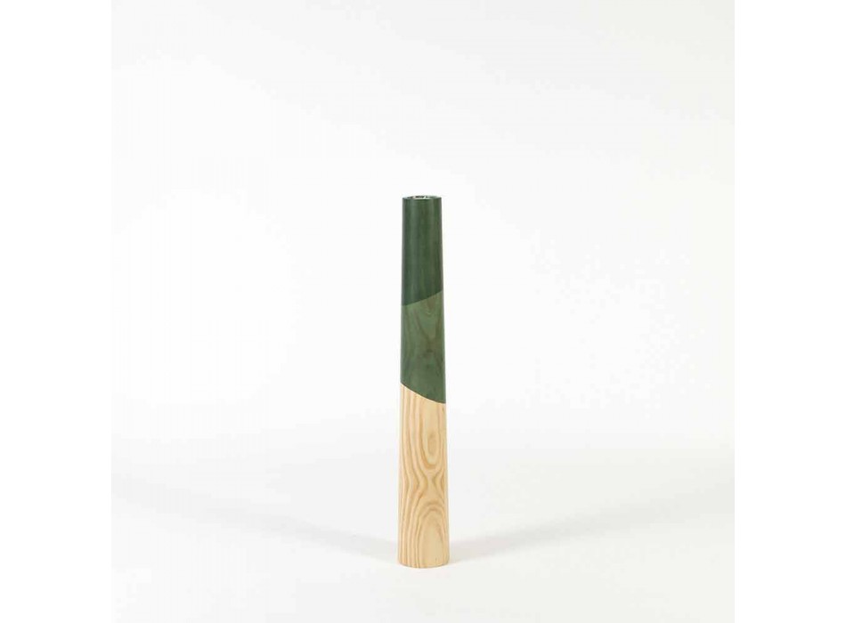 Candelero moderno de madera maciza de pino con detalles de colores - Candor Viadurini