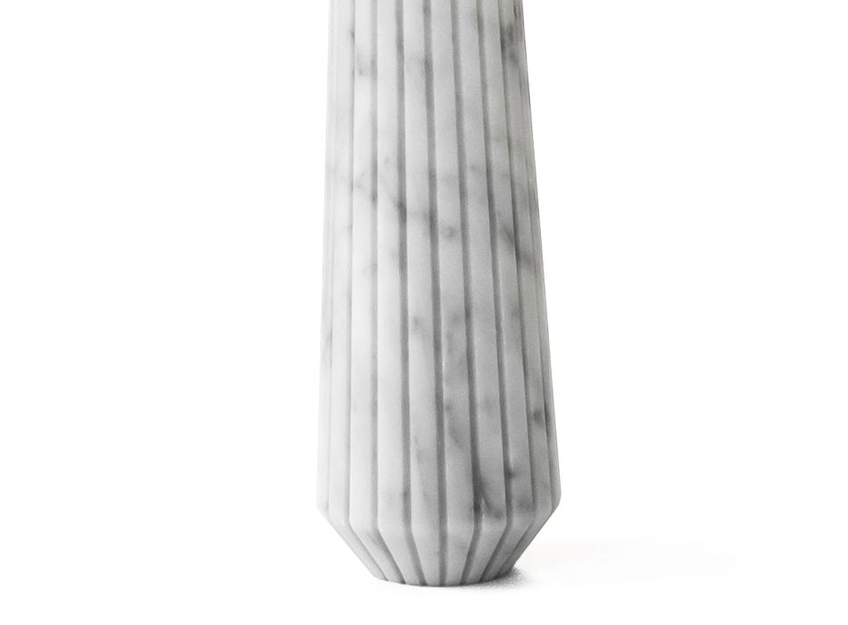 Candelero de latón y mármol de Carrara blanco a rayas Made in Italy - Amenia Viadurini