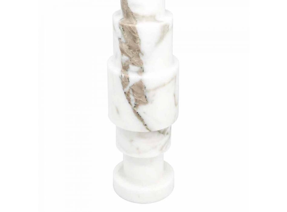 Candelero moderno en mármol blanco de Carrara y latón Made in Italy - Allan Viadurini