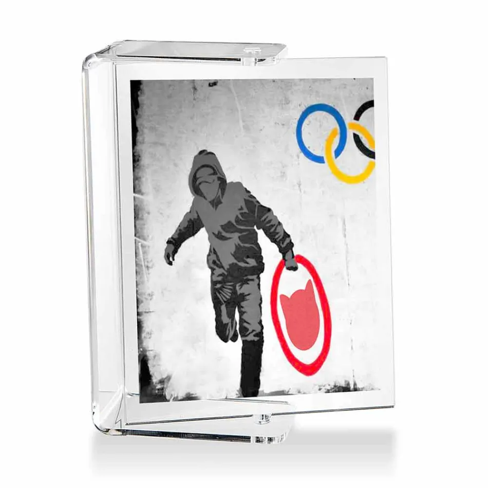 Marco de fotos de doble cara en plexiglás transparente diseño giratorio 2 piezas - Miky Viadurini