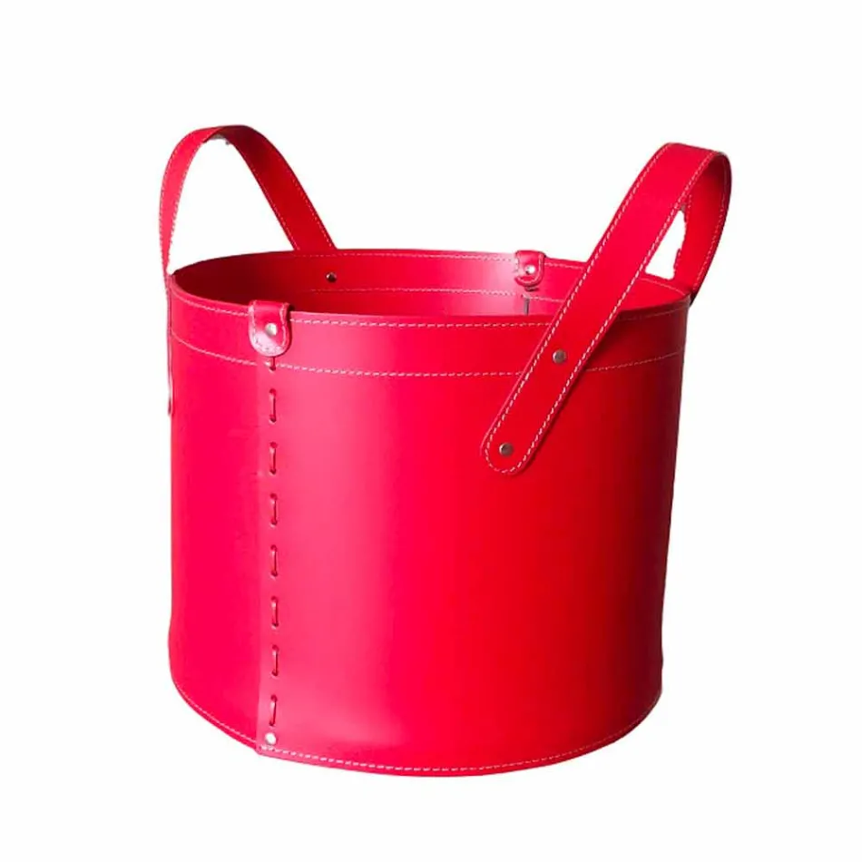 Soporte de tronco cilíndrico en cuero regenerado con ruedas Tonda Firestyle Viadurini