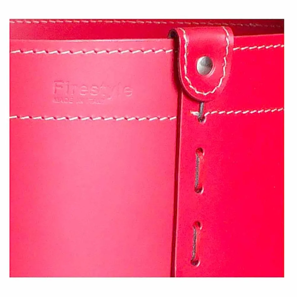 Soporte de tronco cilíndrico en cuero regenerado con ruedas Tonda Firestyle Viadurini