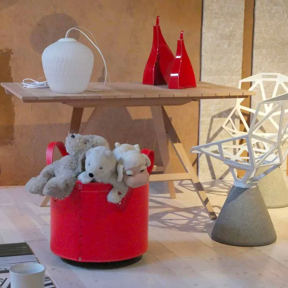 Soporte de tronco cilíndrico en cuero regenerado con ruedas Tonda Firestyle Viadurini