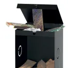 Porta madera con 2 compartimentos de almacenamiento y estante superior Made in Italy - Colibri Viadurini