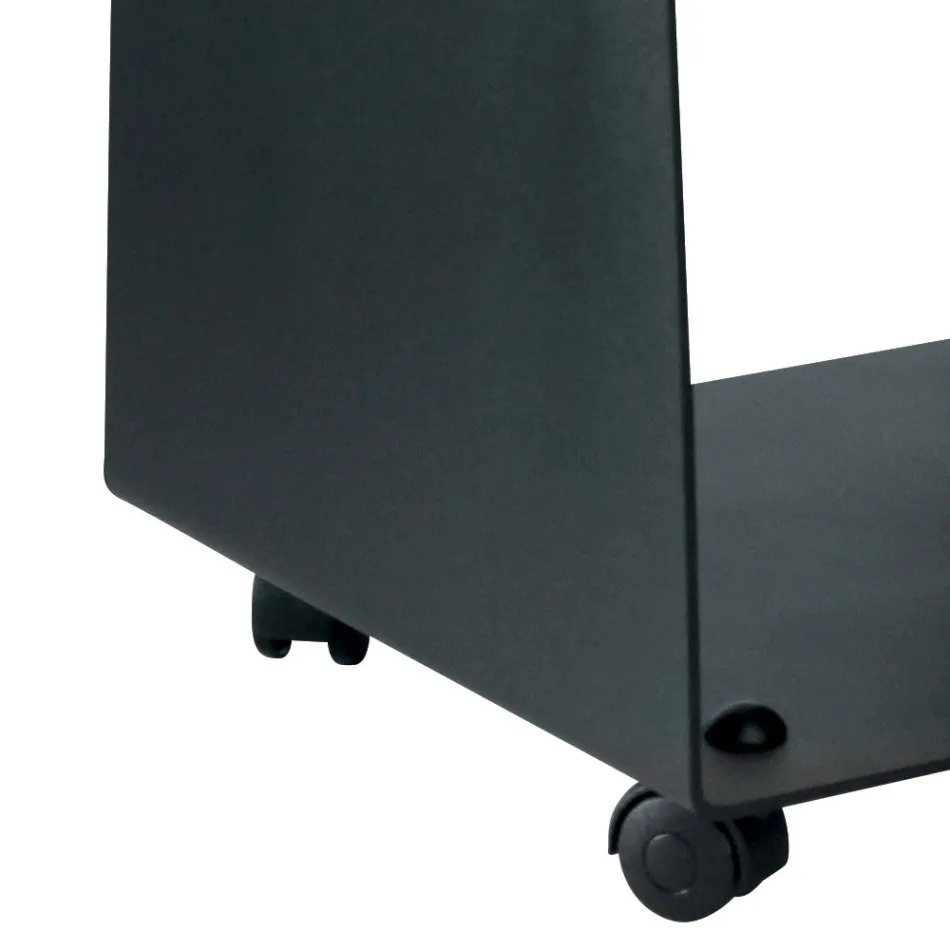 Porta leña con ruedas y asas de metal Made in Italy - Gaviota Viadurini