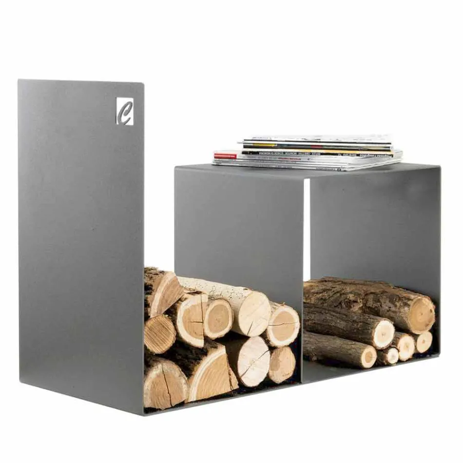 Soporte de madera para interior en acero coloreado con mesa de centro Made in Italy - Cecio Viadurini