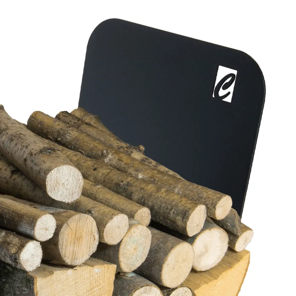 Soporte para leña interior en acero con 3 accesorios Made in Italy - Nelumbo Viadurini