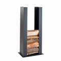 Soporte de madera para suelo / pared en acero negro con columna de diseño moderno - Grecale